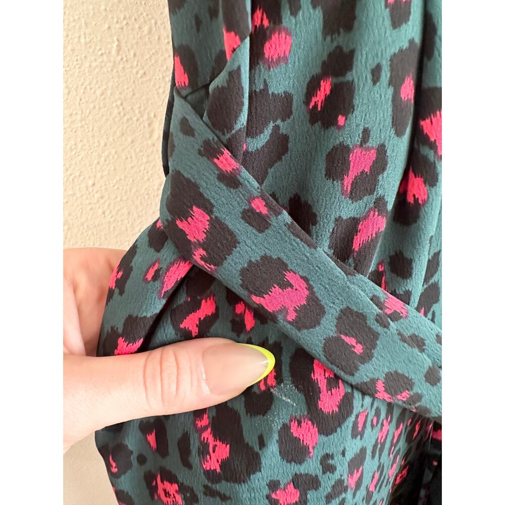 Dark Teal and Hot Pink Cheetah Print Jumpsuit size large - Picture 7 of 12